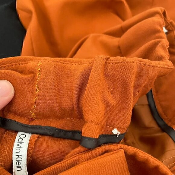 CALVIN KLEIN Plus Size Lux Highline Pants Orange High Waisted Pleated Cropped ?? - Picture 13 of 14
